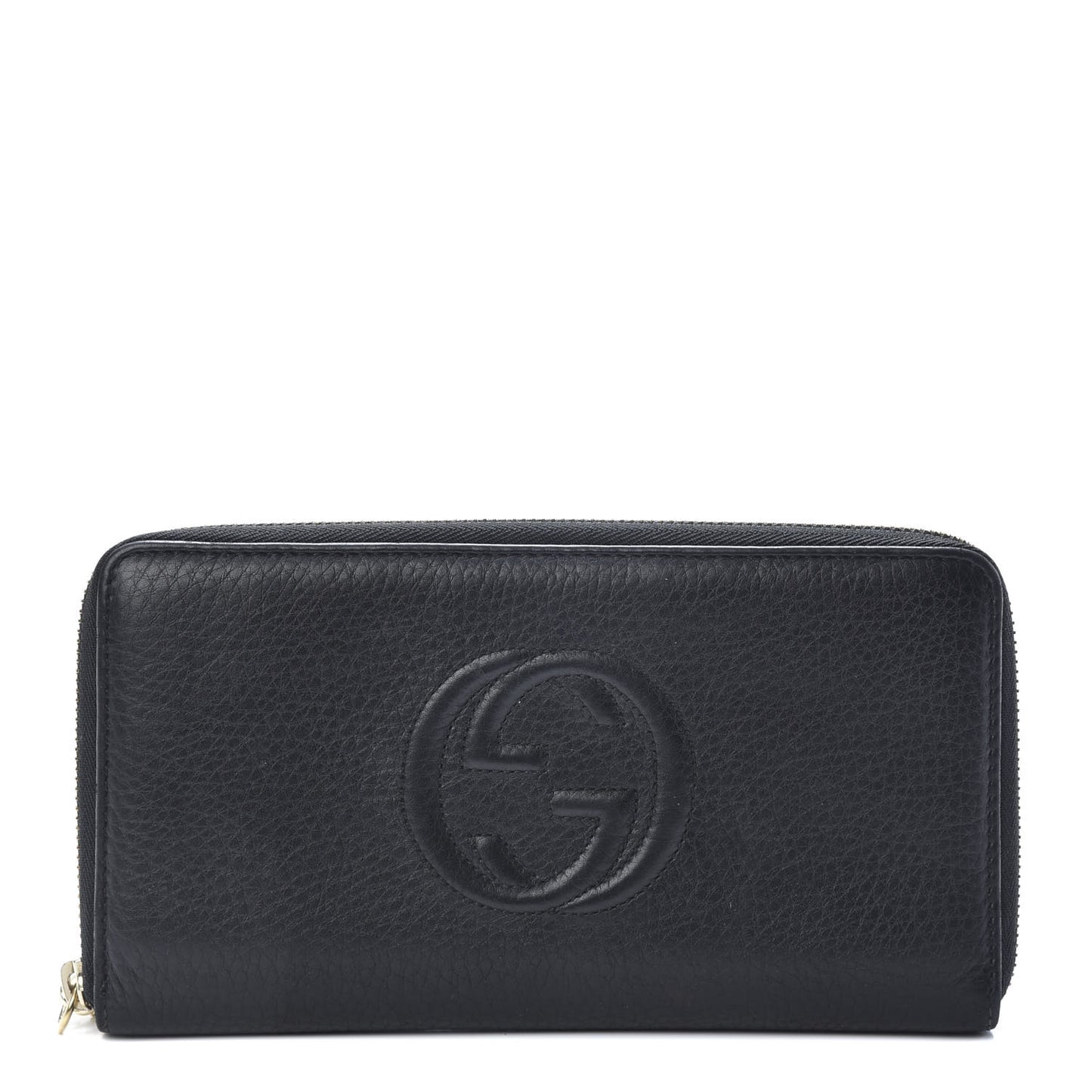 Pebbled Calfskin Soho Zip Around Wallet Black