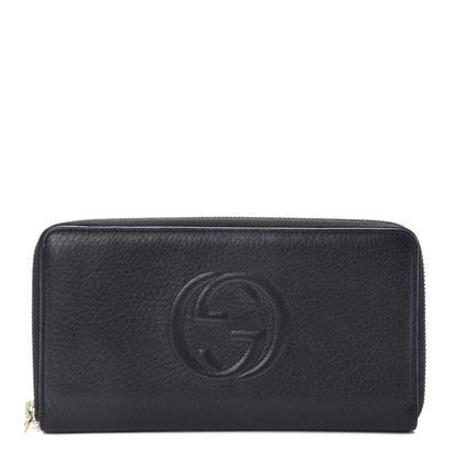 Gucci Pebbled Calfskin Soho Zip Around Wallet Black 1 of 8
