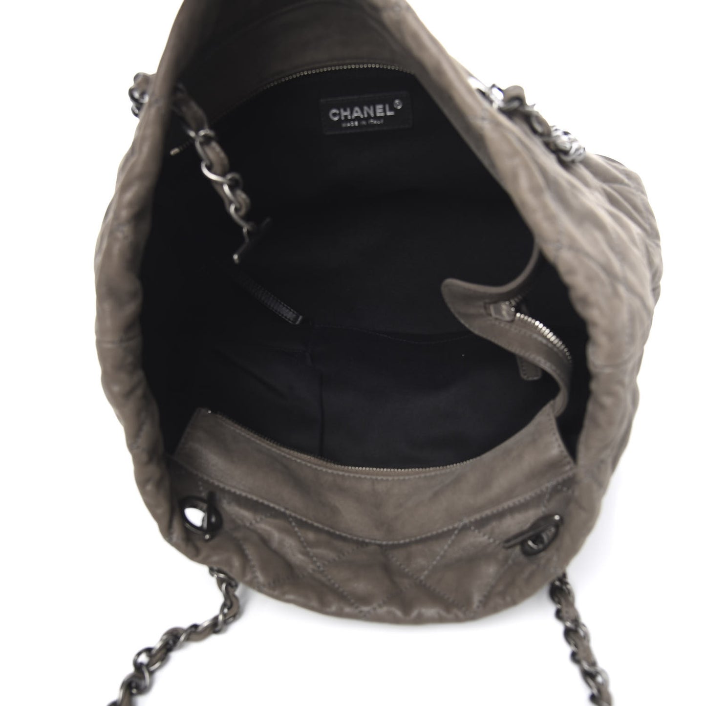 Iridescent Calfskin Quilted VIP Shopping Tote Grey