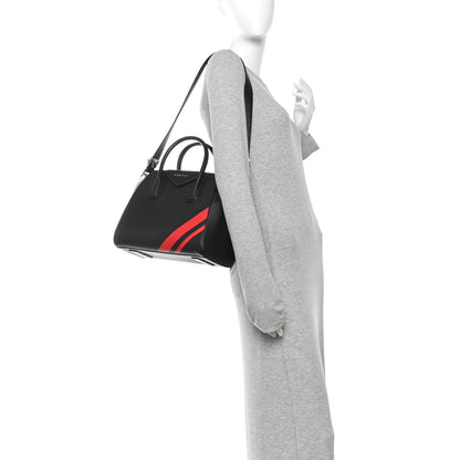 Givenchy Sugar Goatskin Striped Small Antigona Black Red 2 of 11