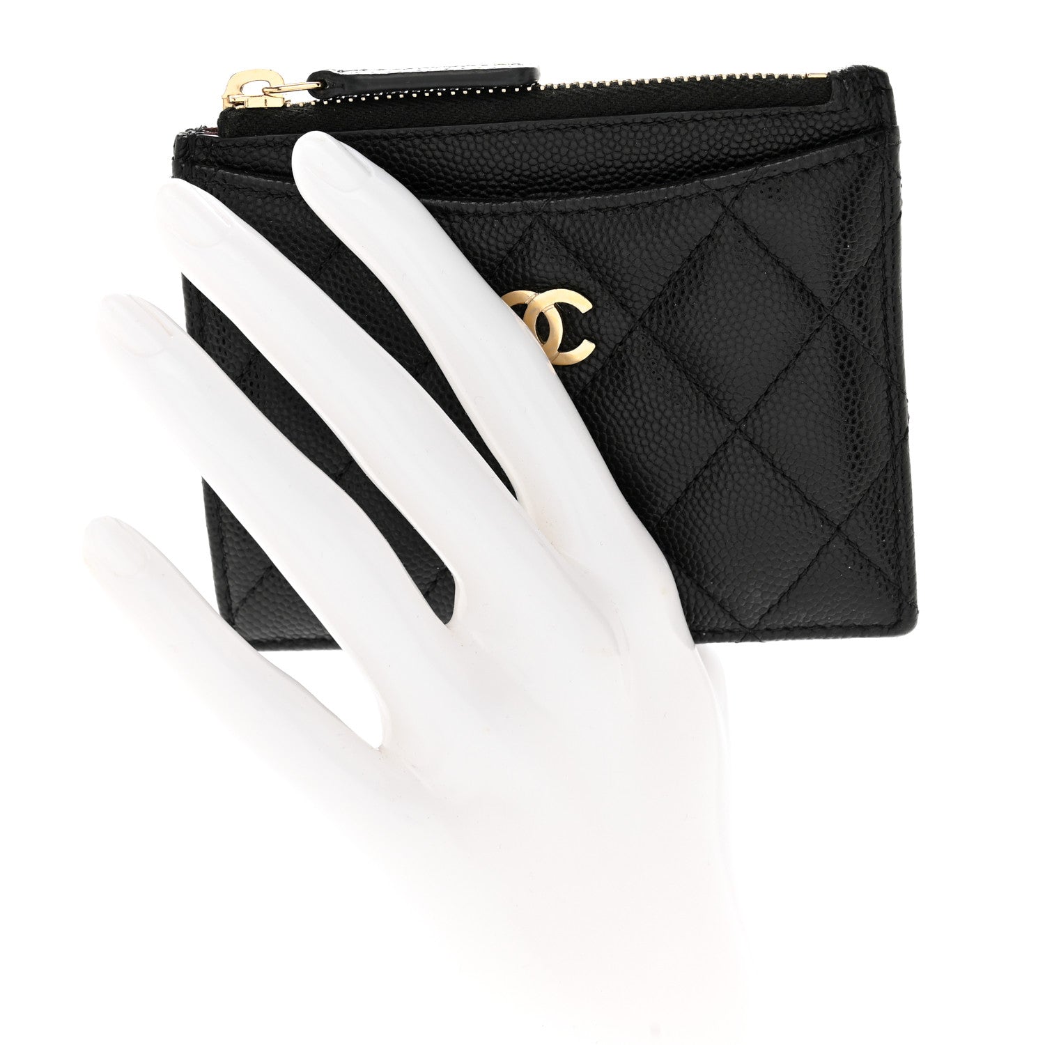 Chanel Caviar Quilted CC Zip Card Holder Black 2 of 8
