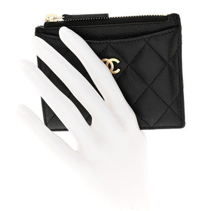 Chanel Caviar Quilted CC Zip Card Holder Black 2 of 8