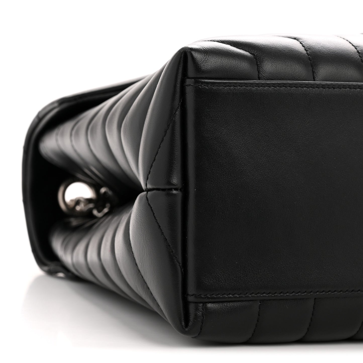 Calfskin Y Quilted Monogram Medium Loulou Chain Satchel Black