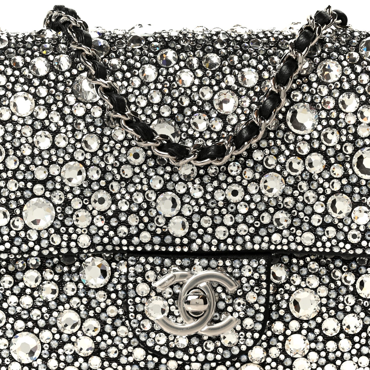 Chanel Satin Strass Mini Flap Silvery Black 9 of 12