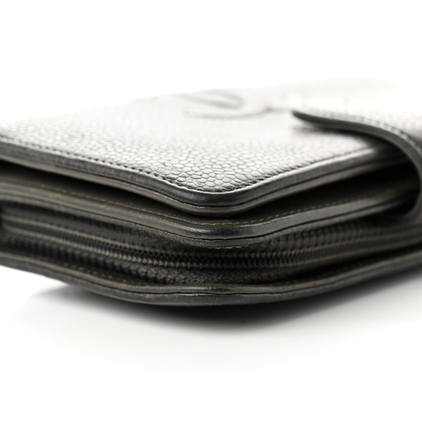 Caviar Timeless CC Zipped Pocket Wallet Grey