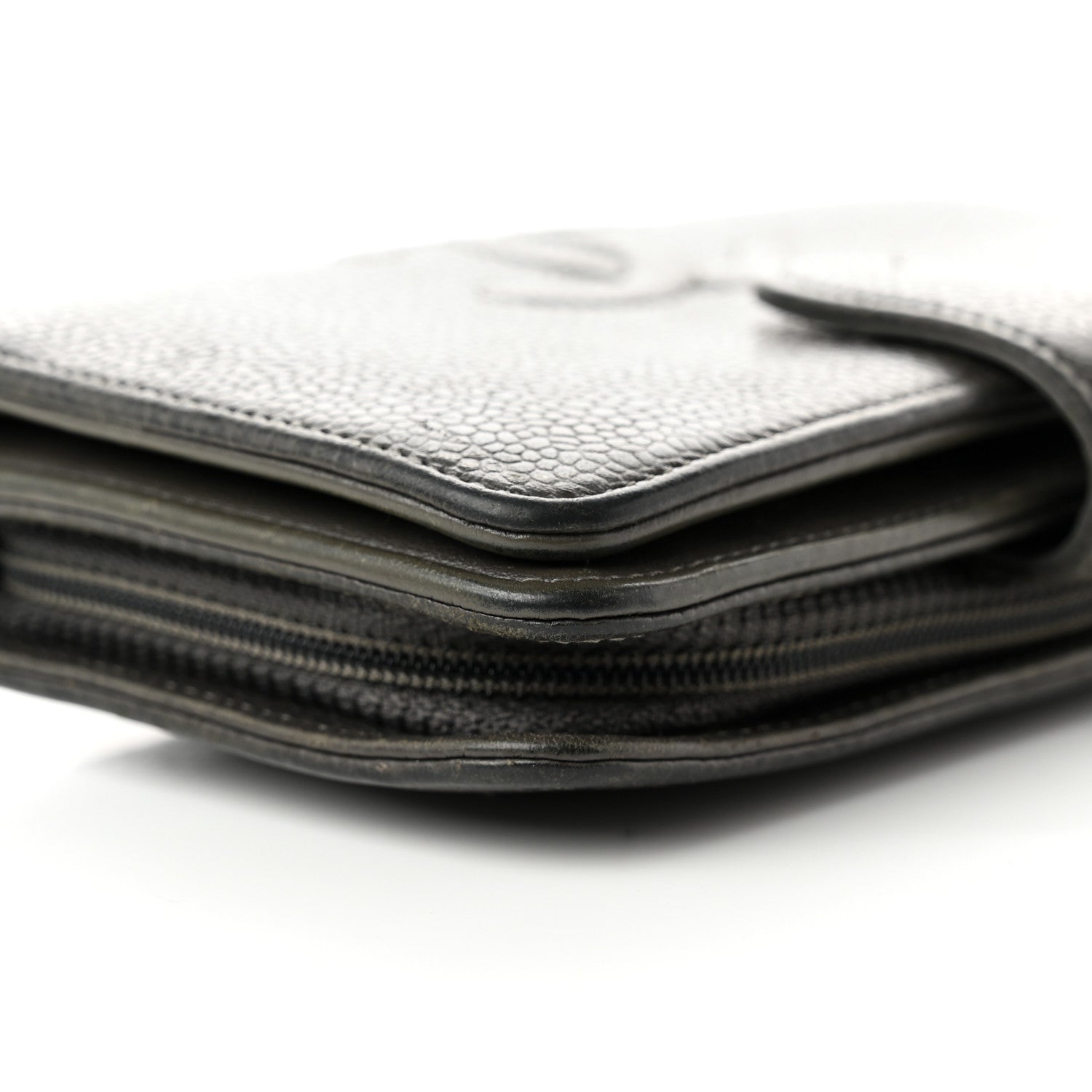 Chanel Caviar Timeless CC Zipped Pocket Wallet Grey 10 of 11