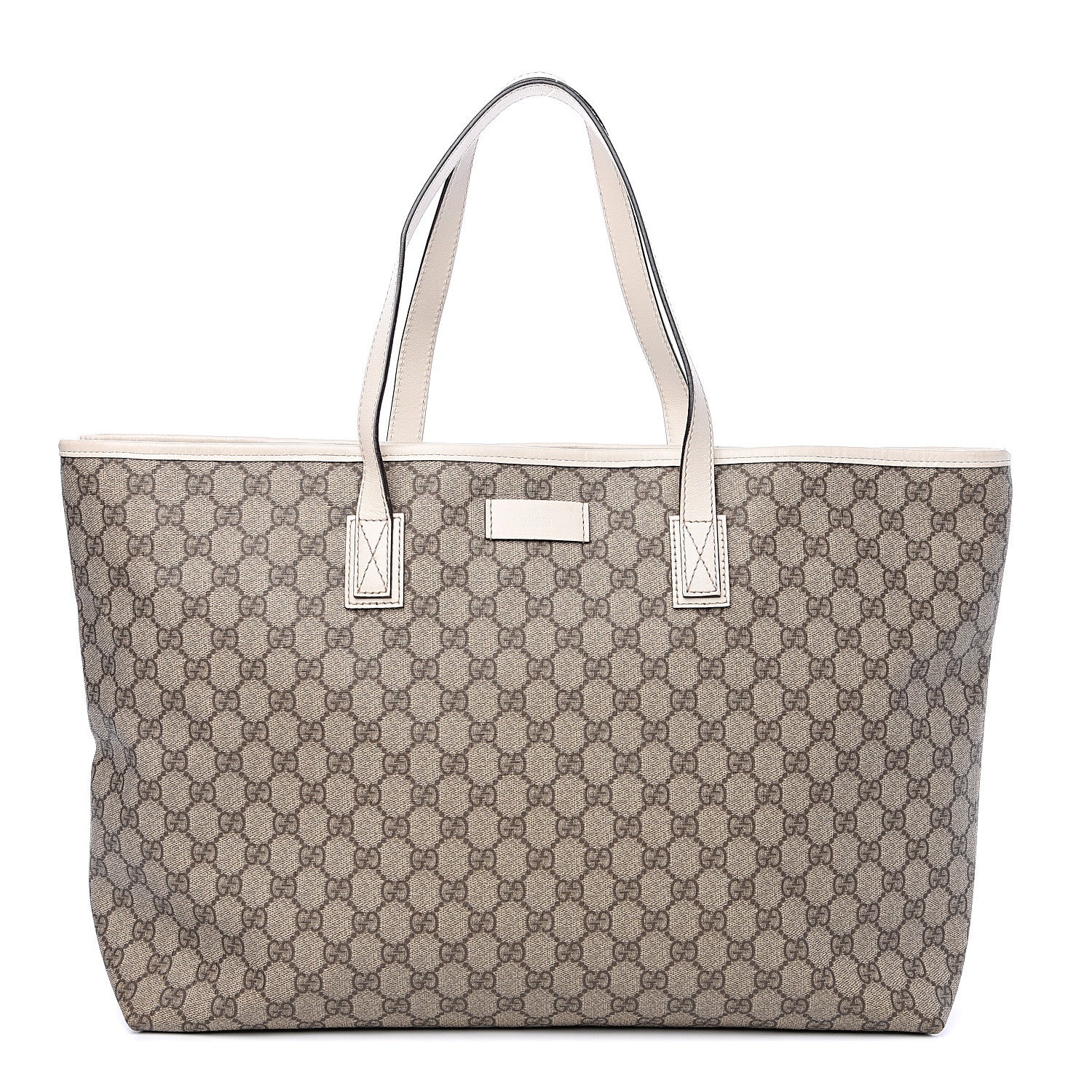 Gucci GG Supreme Monogram Large Zippered Shopping Tote Off White 1 of 10