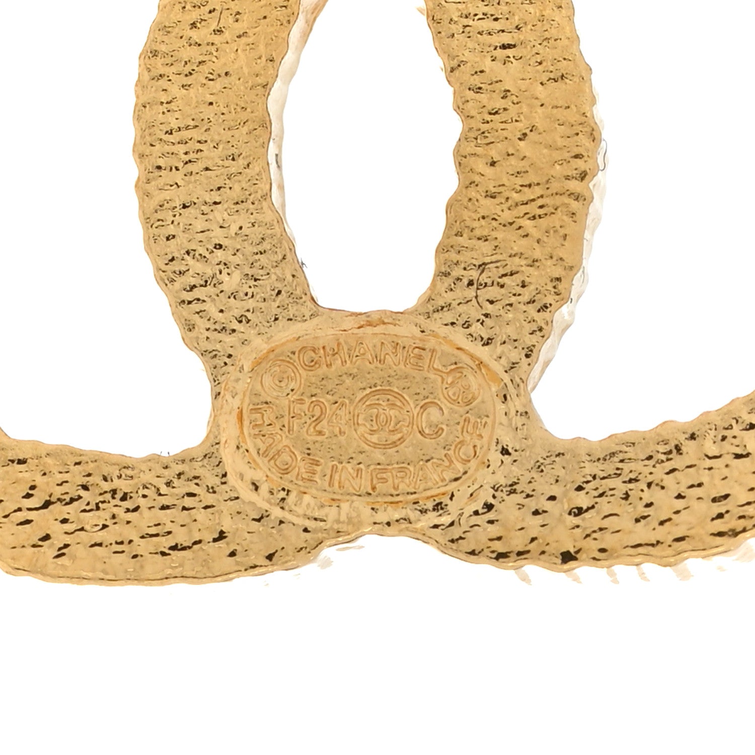 Chanel Metal Textured CC Earrings Gold 4 of 4