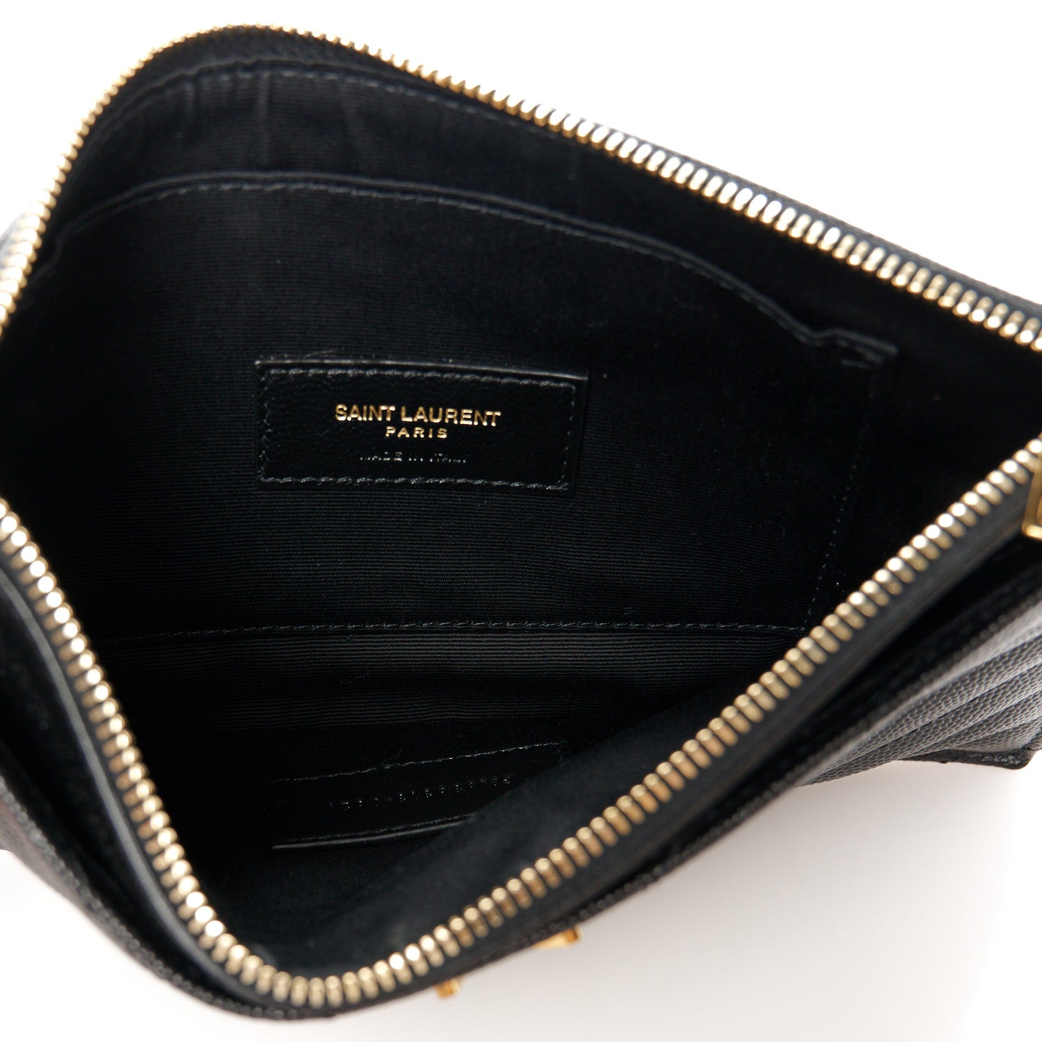 Saint Laurent Grain De Poudre Chevron Monogram Large Bill Pouch Black 5 of 9