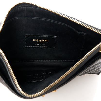 Saint Laurent Grain De Poudre Chevron Monogram Large Bill Pouch Black 5 of 9