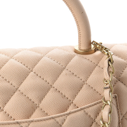 Chanel Caviar Quilted Medium Coco Handle Flap Beige 10 of 16