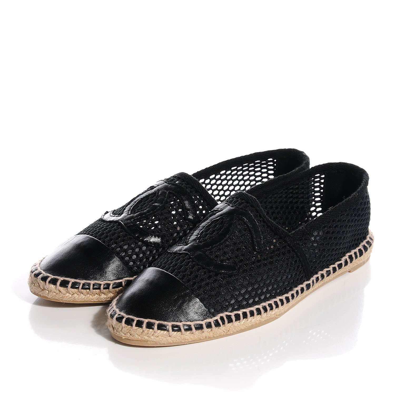 Chanel Mesh Lambskin Espadrilles 38 Black 3 of 7