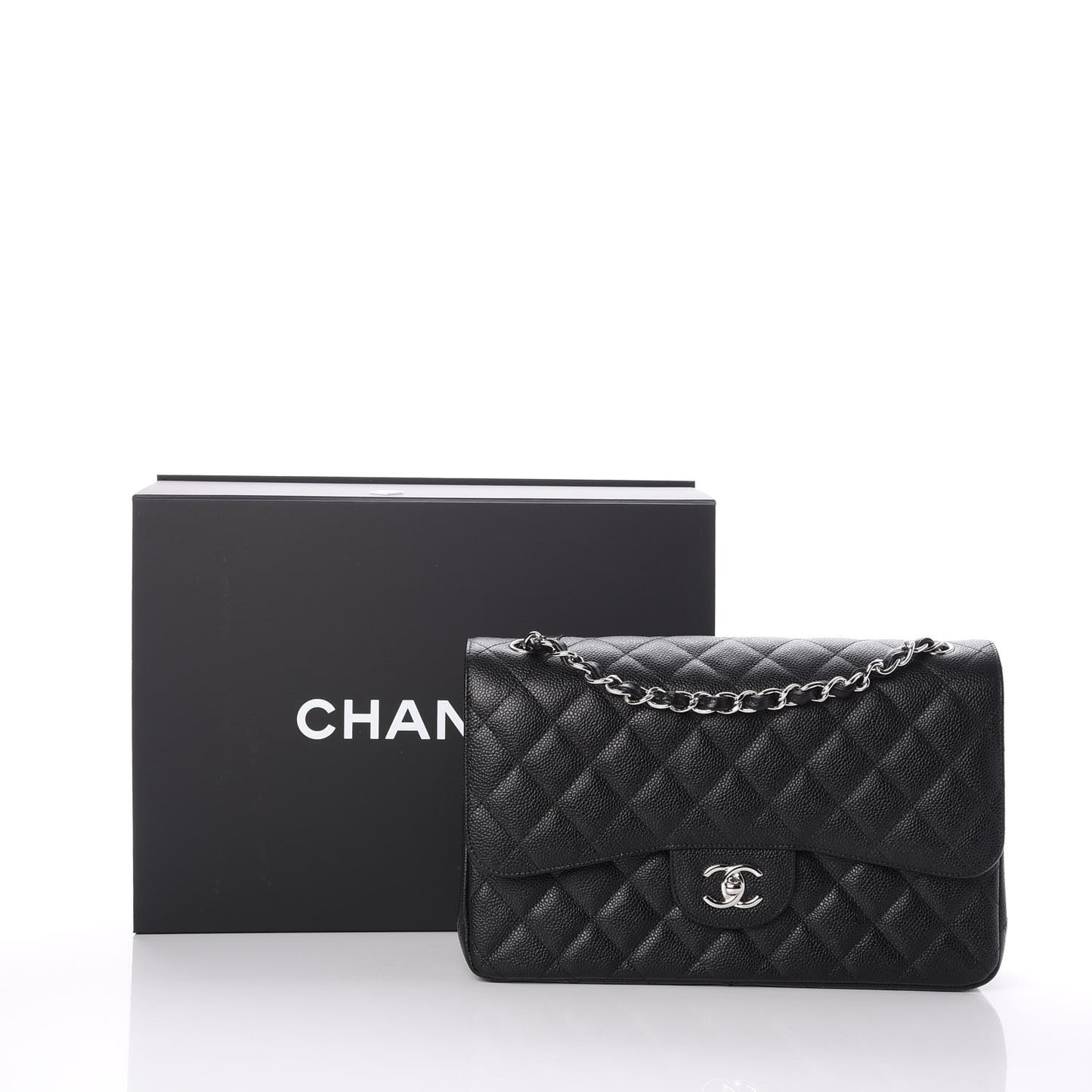 Caviar Quilted Jumbo Double Flap Black