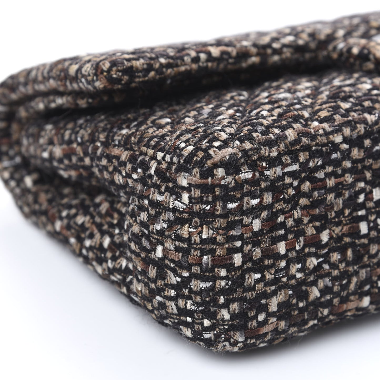 Tweed Quilted Medium Double Flap Brown