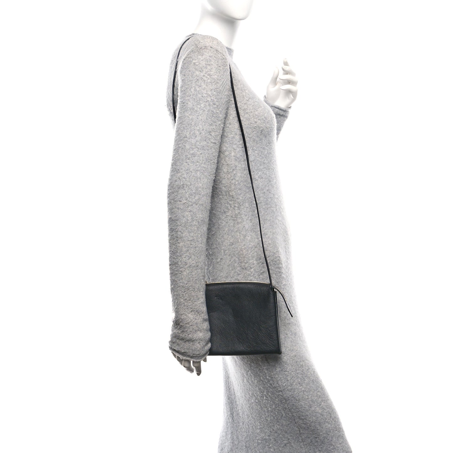 Matte Grained Calfskin Mini Nu Twin Bag Black