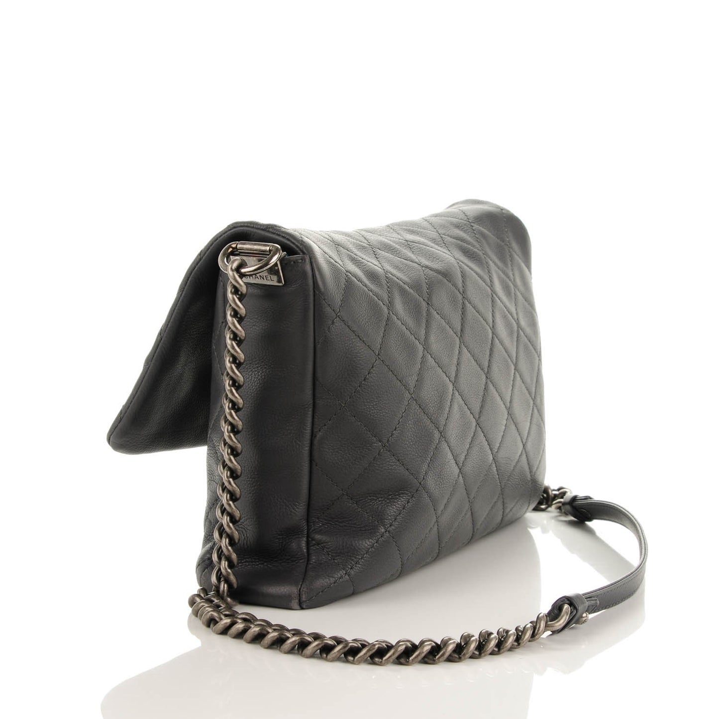 Calfskin Quilted Couture Messenger Grey