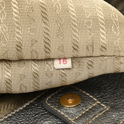 Prada Metallic Vitello Daino Side Pocket Tote Bag Acciaio 7 of 14