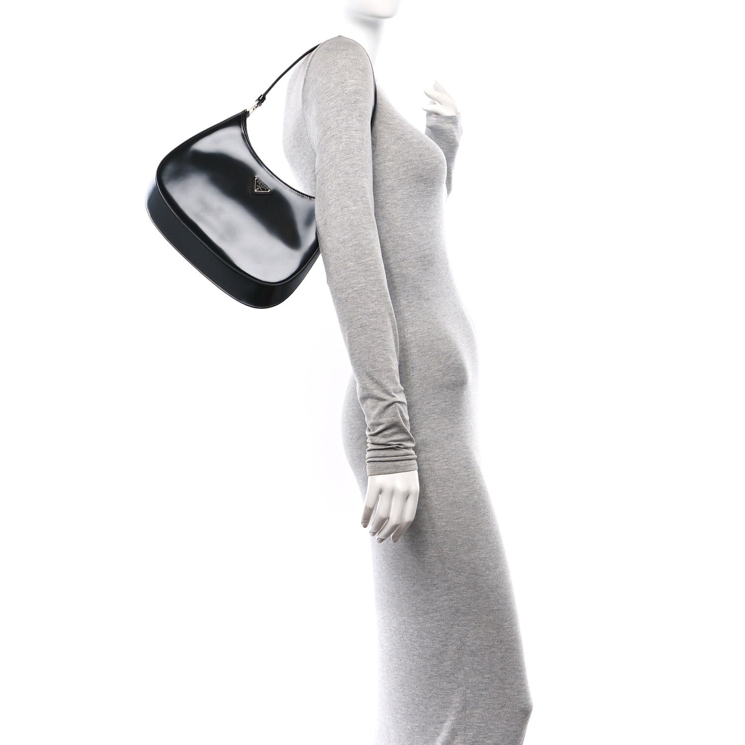 Prada Spazzolato Cleo Shoulder Bag Black 2 of 10