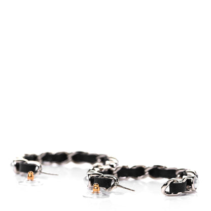 Chanel Lambskin Pearl More Is More CC Chain Hoop Earrings Gold Black 3 of 4