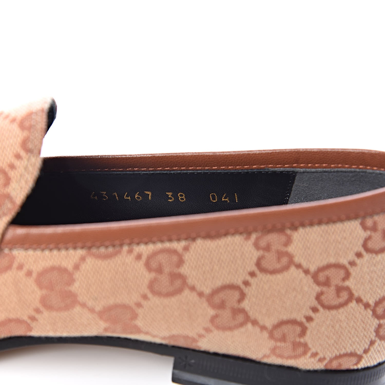 Gucci Canvas GG Monogram Horsebit Womens Jordaan Loafers 38 Beige Ruggine Rust 9 of 9