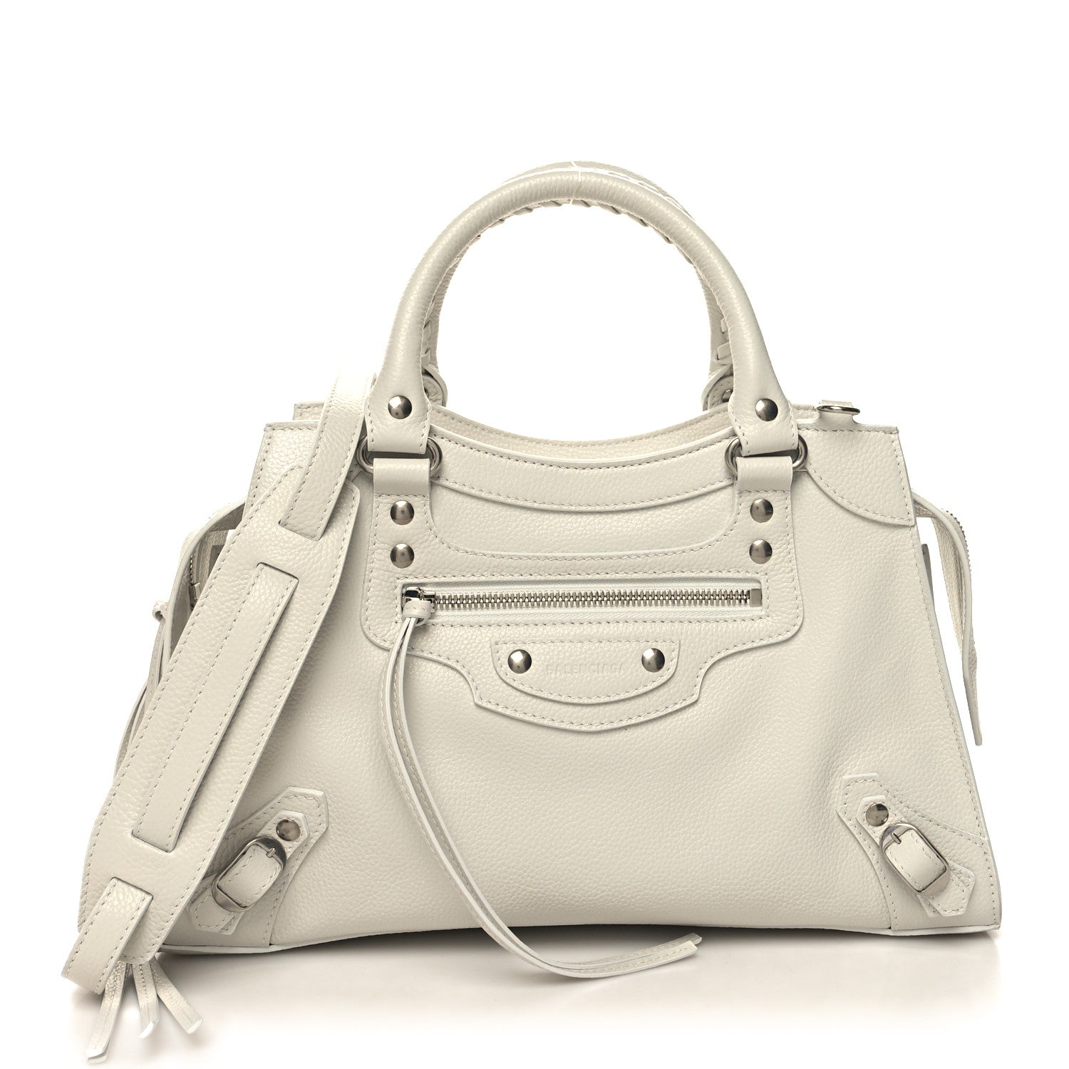 Balenciaga Grained Calfskin Neo Classic Silver Hardware S City White 1 of 12