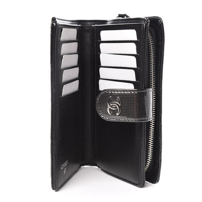Chanel Striated Patent Quilted Zipped Pocket Wallet Grey 6 of 9