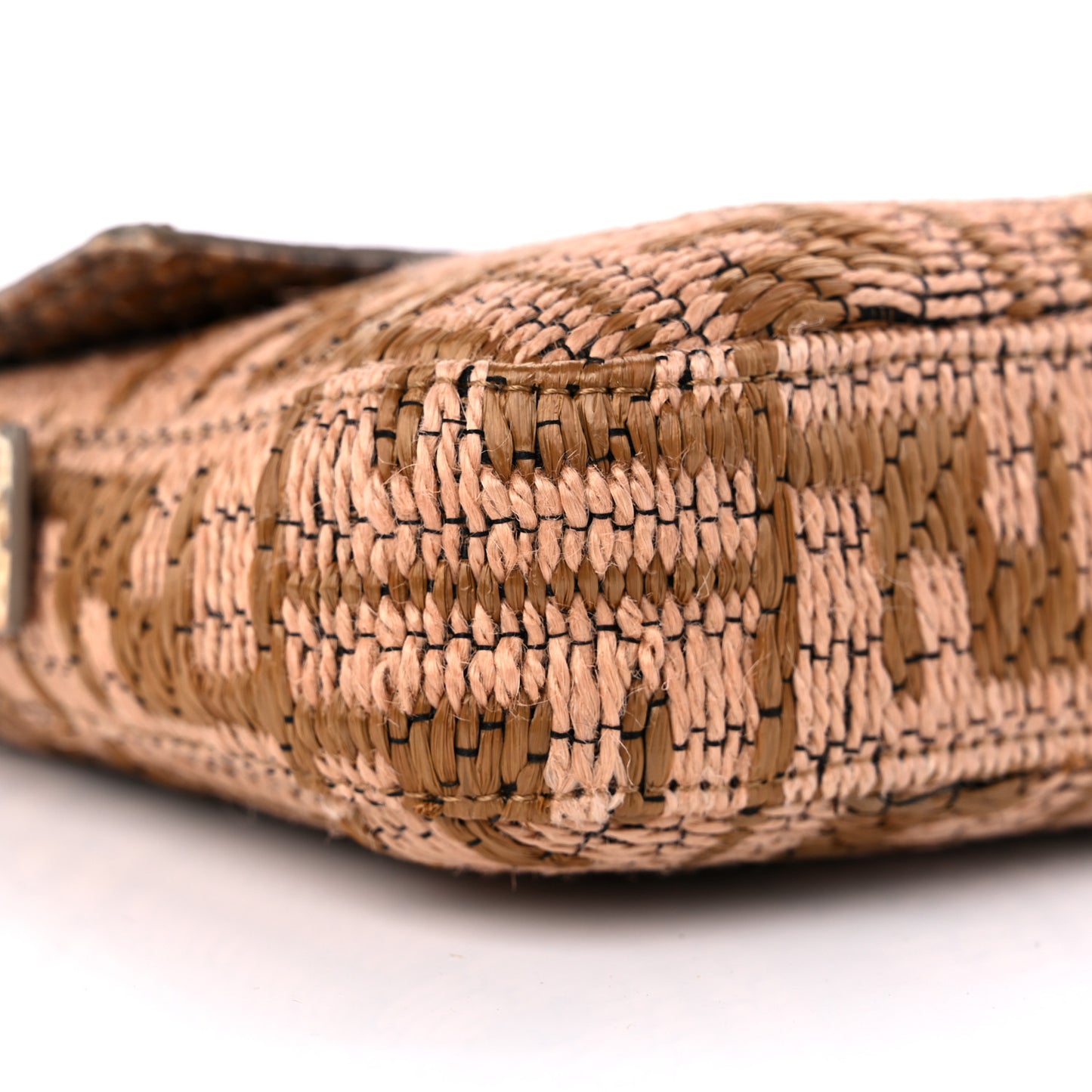 Raffia Snakeskin Baguette Beige