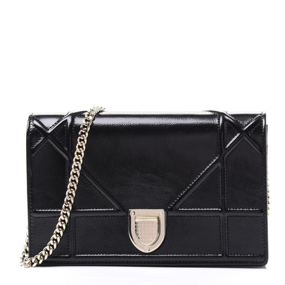 Christian Dior Patent Diorama Wallet on Chain Pouch Black 1 of 9