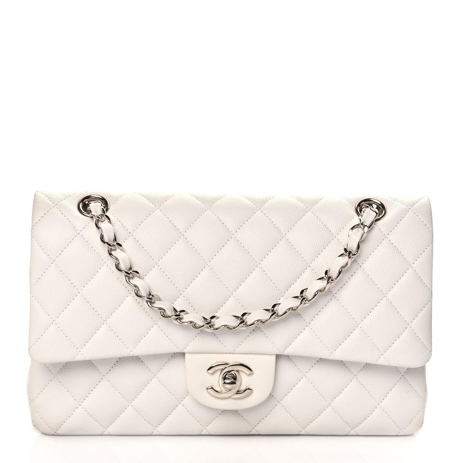Chanel Caviar Quilted Medium Double Flap White 1 of 12