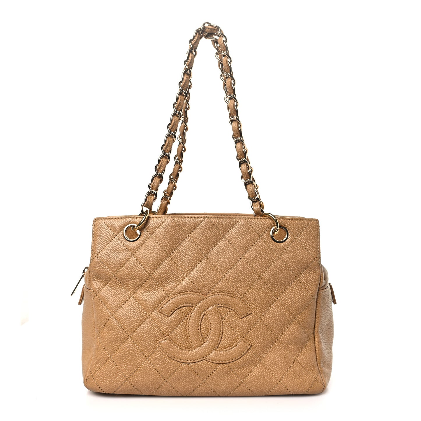 Caviar Quilted Petit Timeless Tote PTT Dark Beige