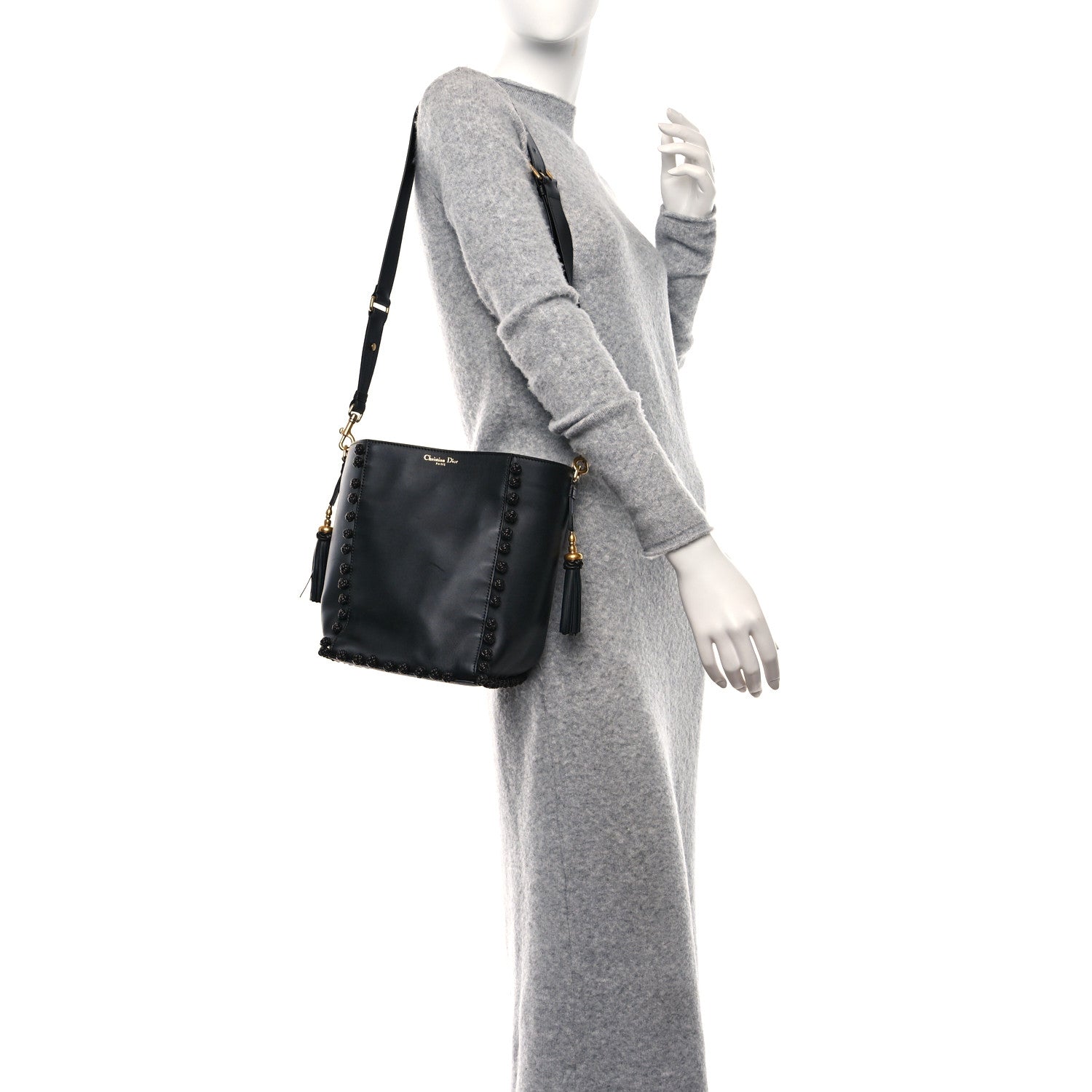 Christian Dior Lambskin Bucket Bag Black 3 of 8