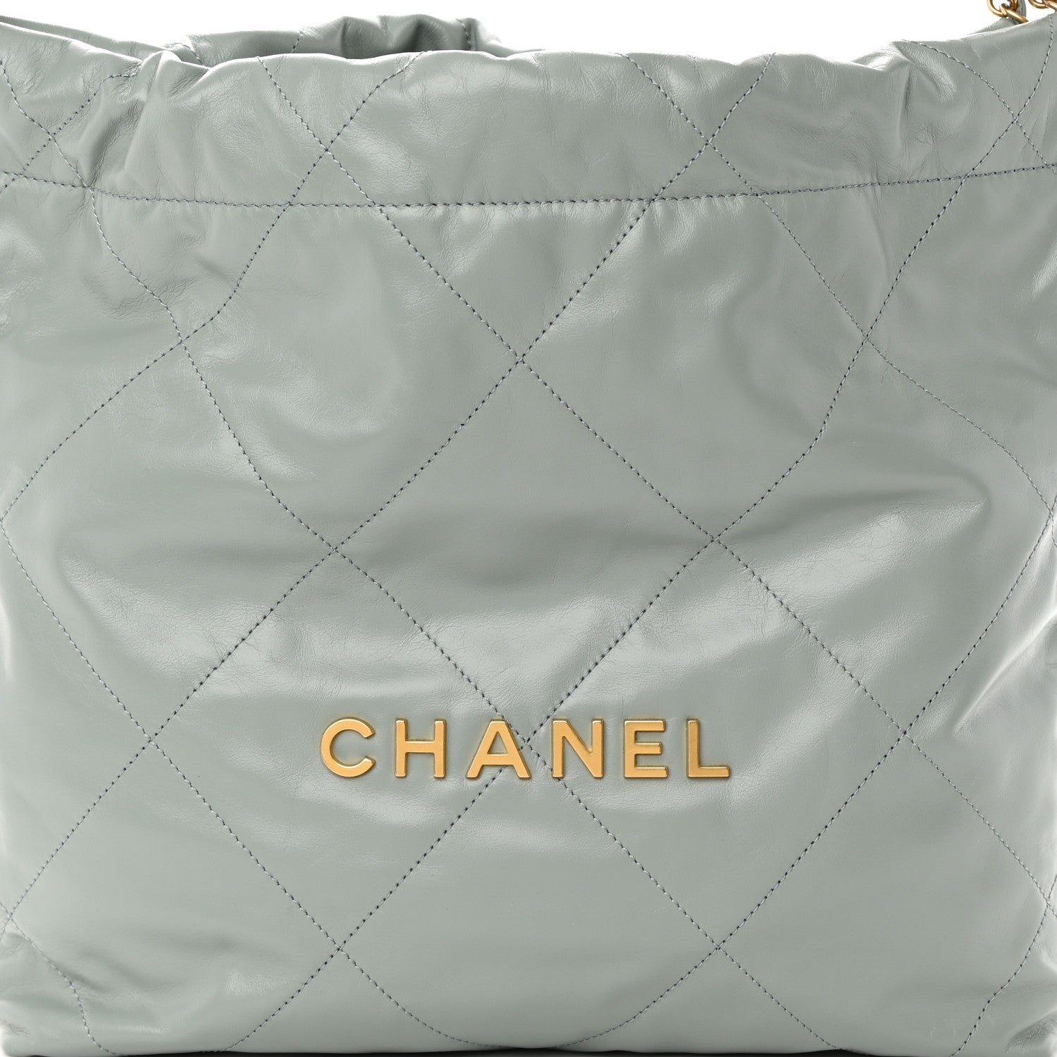 Chanel Shiny Calfskin Quilted Small Chanel 22 Grey 9 of 11