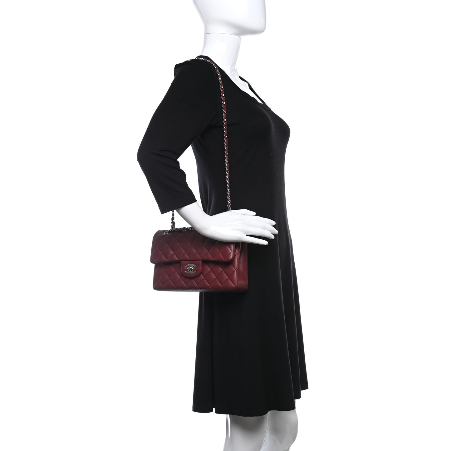 Lambskin Quilted Small Double Flap Dark Red