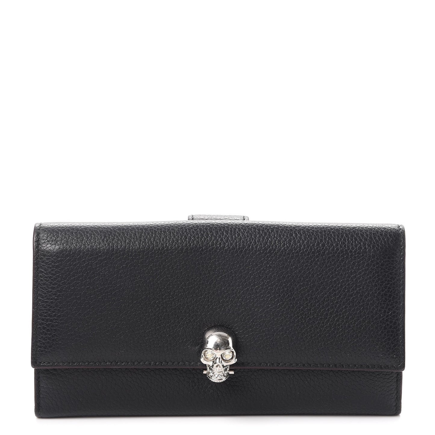Calfskin Skull Continental Wallet Black
