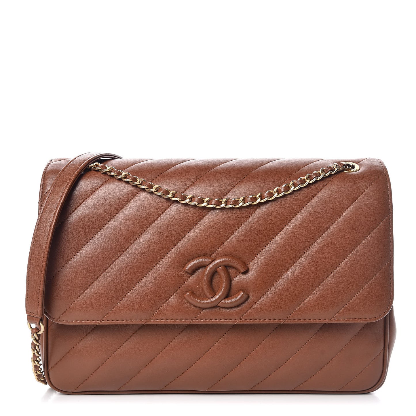 Lambskin Quilted Jumbo Coco Vintage Flap Brown