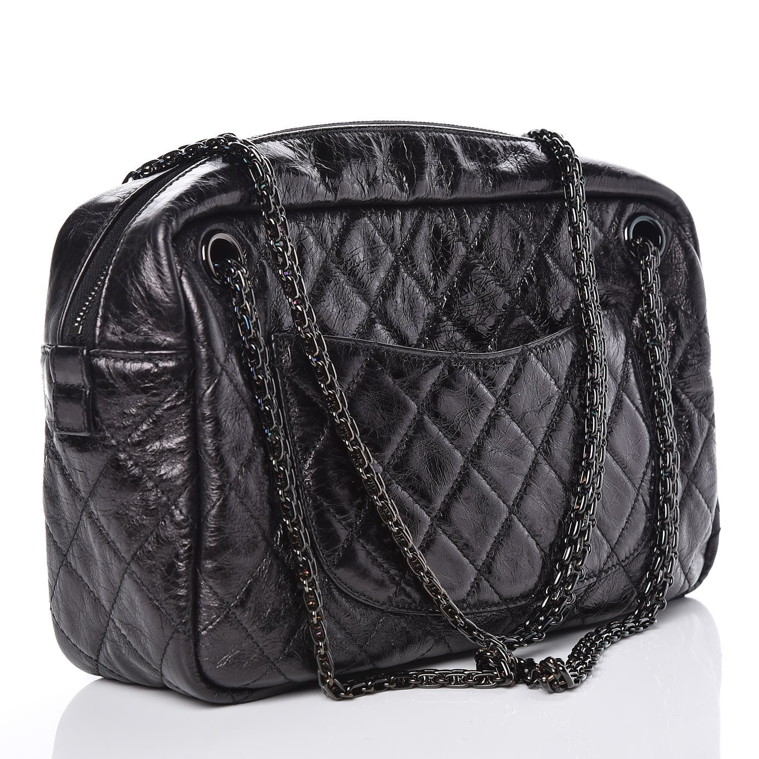 Chanel Metallic Aged Calfskin Quilted Medium Reissue Camera Case Black 3 of 9