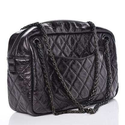 Chanel Metallic Aged Calfskin Quilted Medium Reissue Camera Case Black 3 of 9