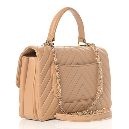 Chanel Lambskin Chevron Quilted Medium Trendy CC Dual Handle Flap Bag Beige 3 of 11