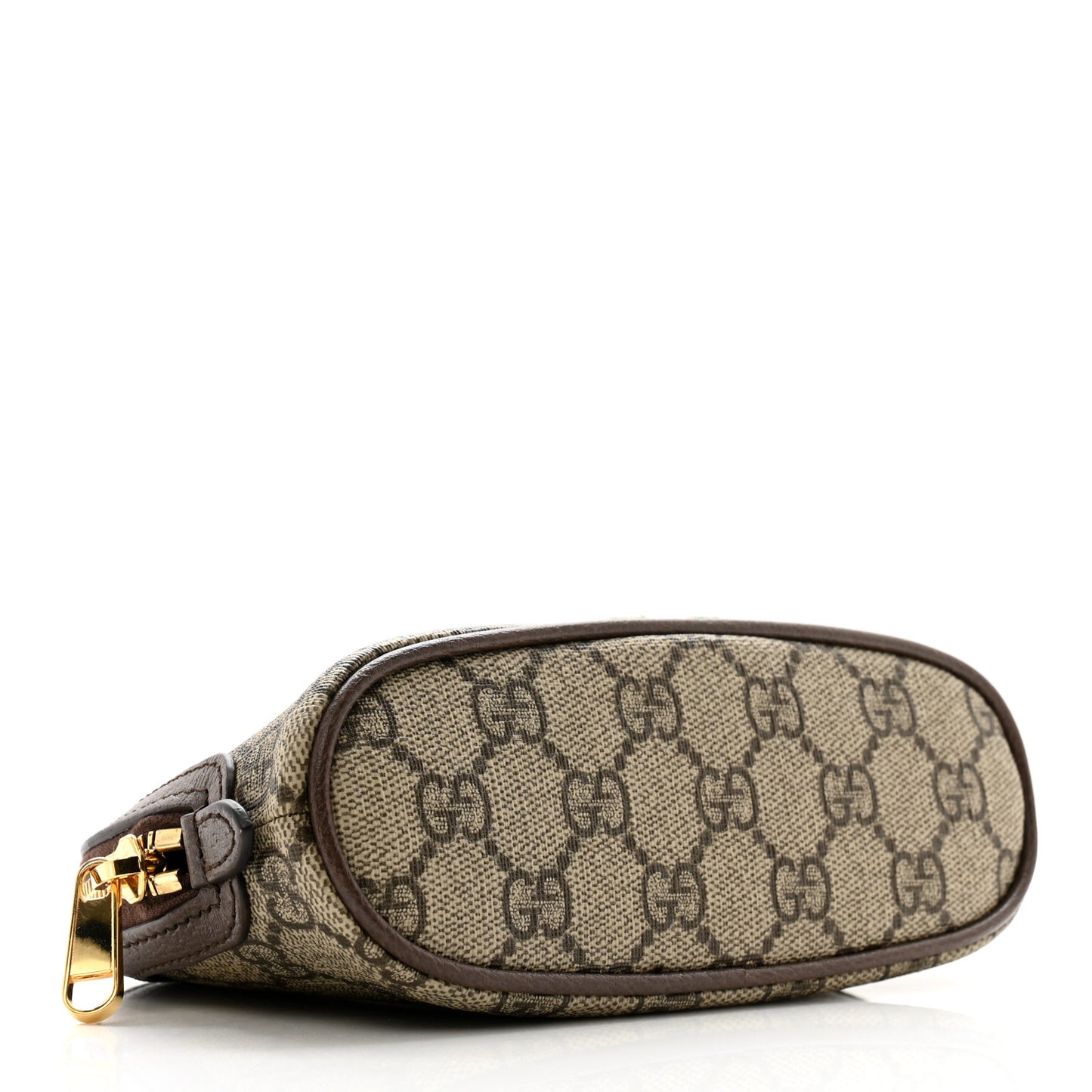 GG Supreme Monogram Textured Calfskin Web Medium Ophidia Cosmetic Case Beige Ebony New Acero