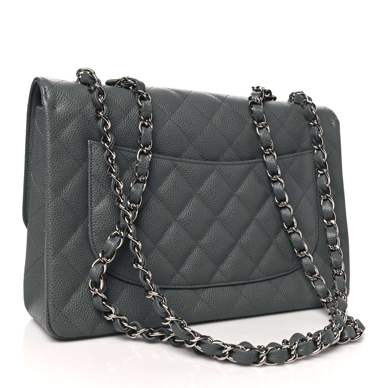 Chanel Caviar Quilted Jumbo Single Flap Grey 2 of 11