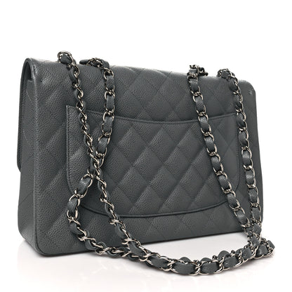 Chanel Caviar Quilted Jumbo Single Flap Grey 2 of 11