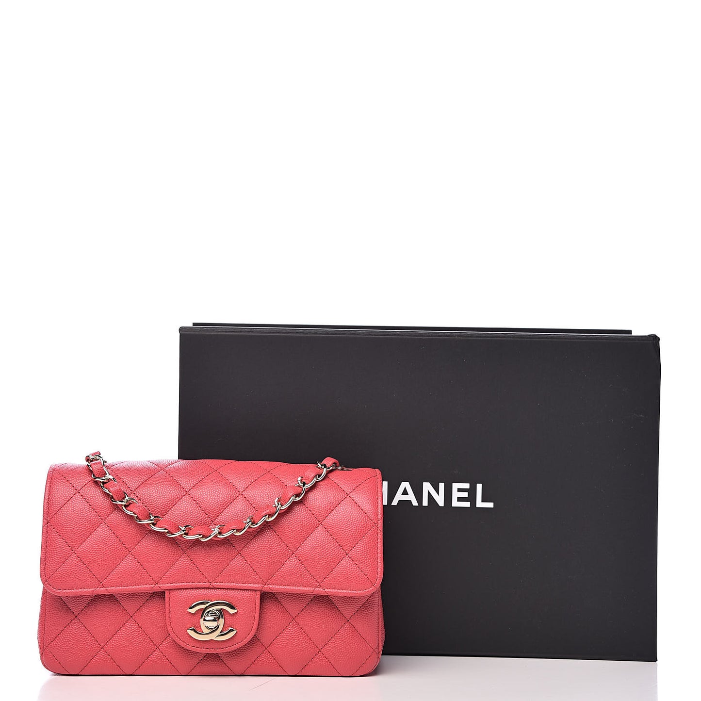Caviar Quilted Mini Rectangular Flap Dark Pink