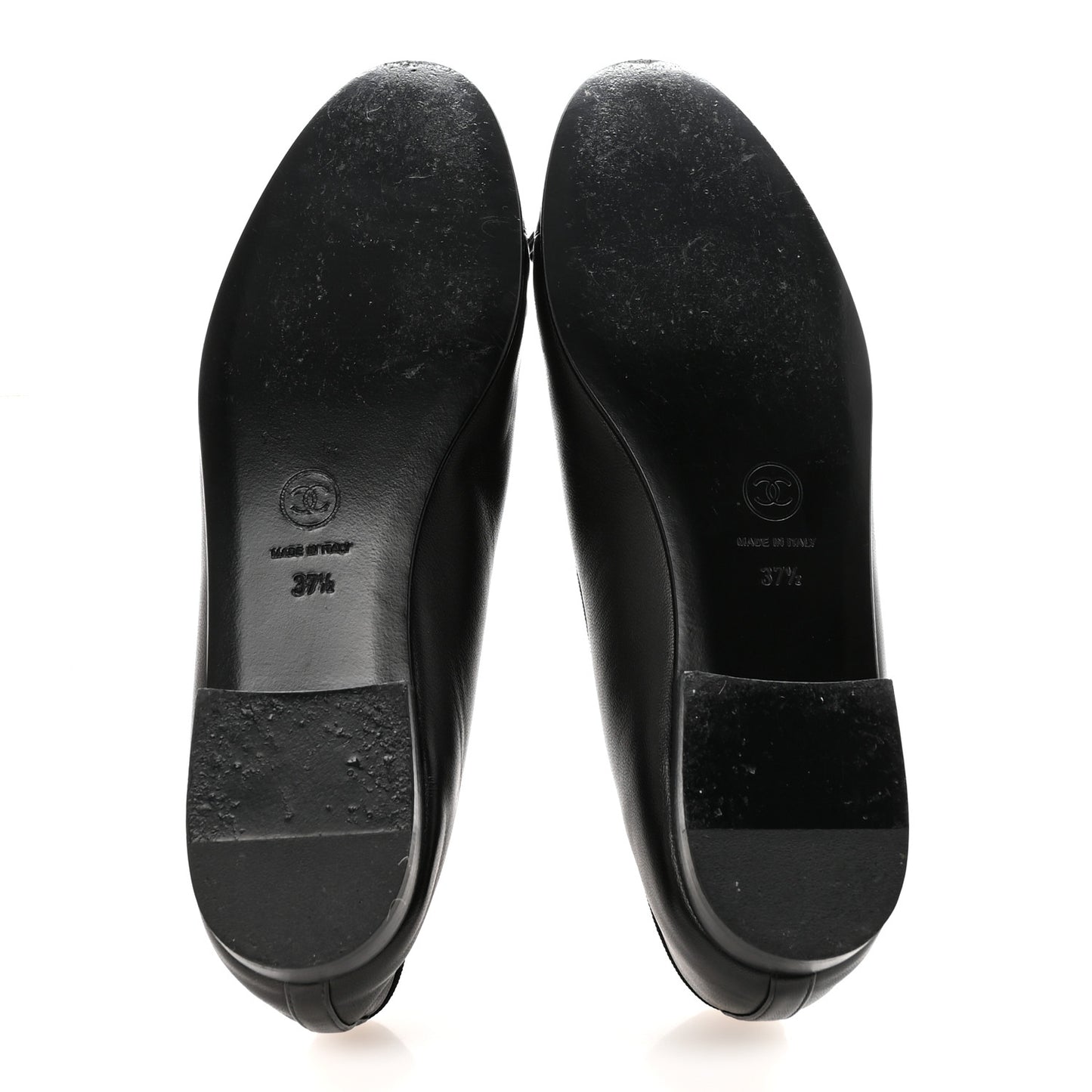 Lambskin Patent Cap Toe Ballerina Flats 37.5 Black