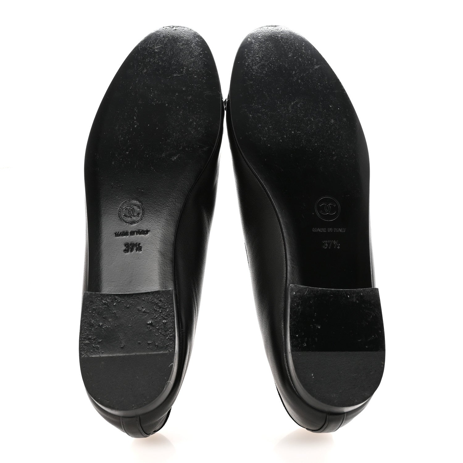 Chanel Lambskin Patent Cap Toe Ballerina Flats 37.5 Black 6 of 10