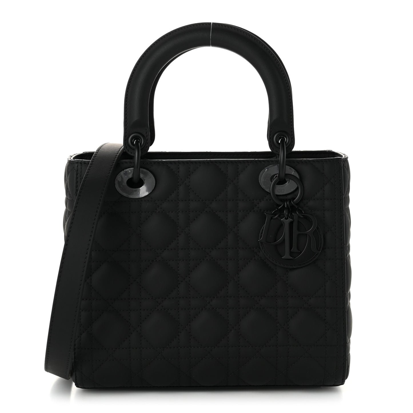 Ultra Matte Calfskin Cannage Medium Lady Dior Black