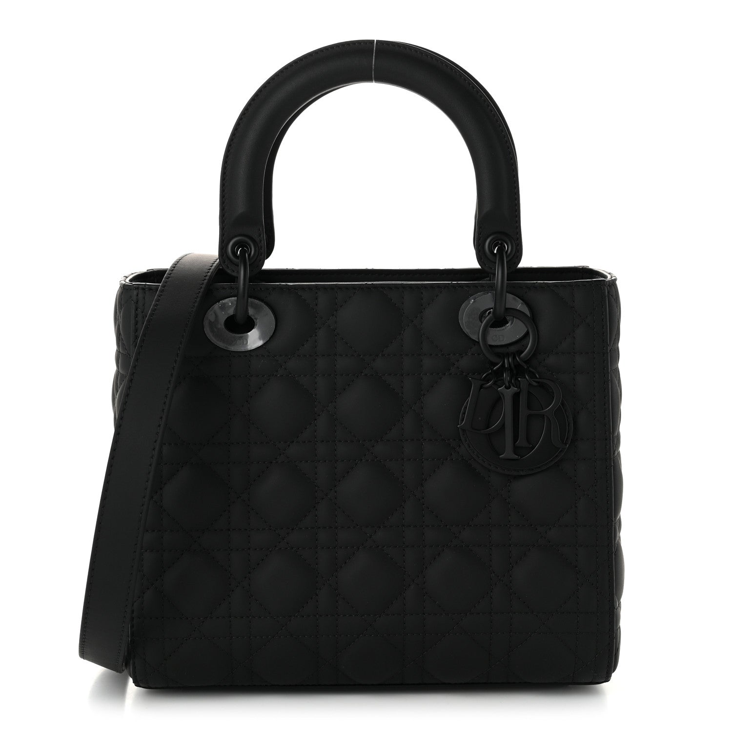 Christian Dior Ultra Matte Calfskin Cannage Medium Lady Dior Black 1 of 10