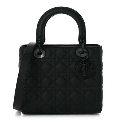 Christian Dior Ultra Matte Calfskin Cannage Medium Lady Dior Black 1 of 10