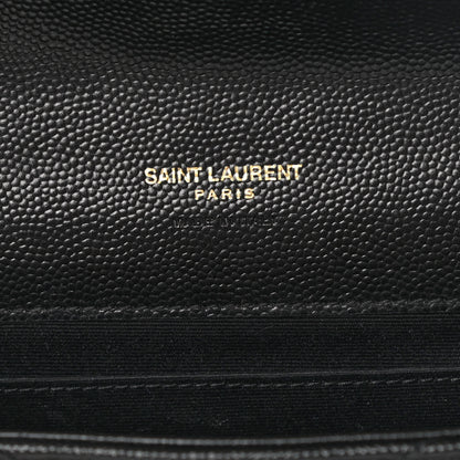 Saint Laurent Grain De Poudre Matelasse Chevron Monogram Envelope Clutch Black 7 of 10