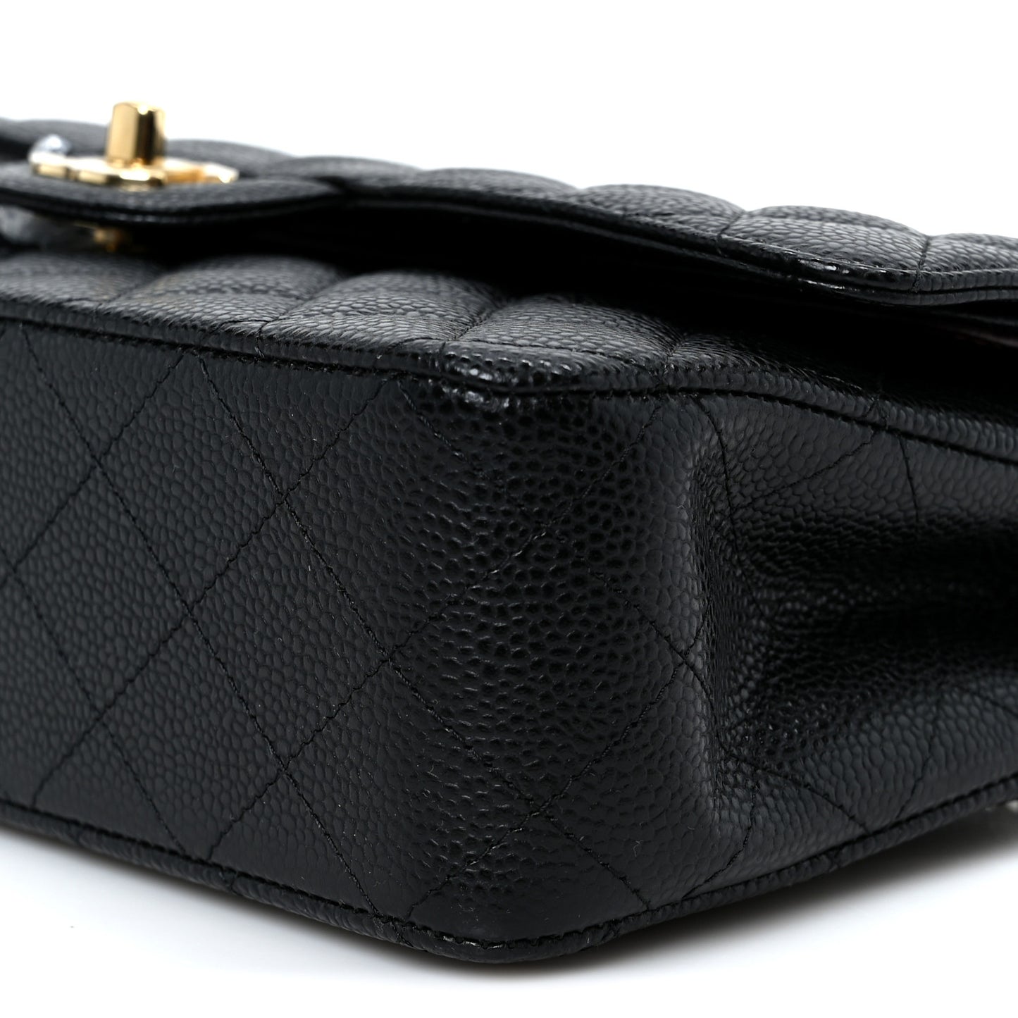 Caviar Quilted Medium Double Flap Black