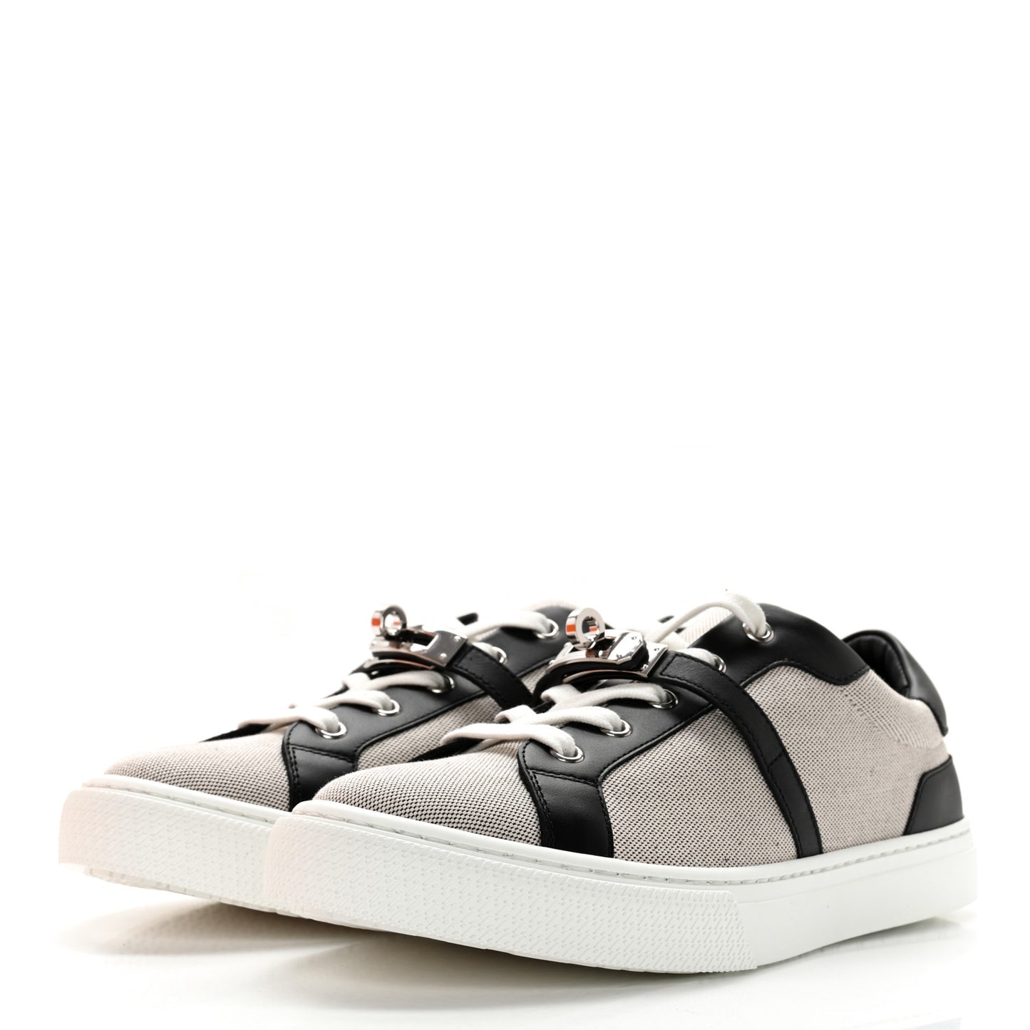 Calfskin Canvas Day Sneakers 39 Black White
